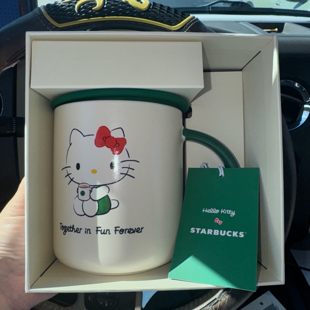 Starbucks Hello Kitty Cream and Green Mug